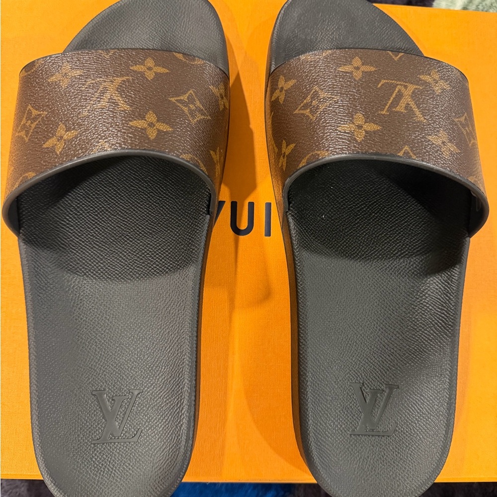 Louis Vuitton Monogram Brown and Black Slides